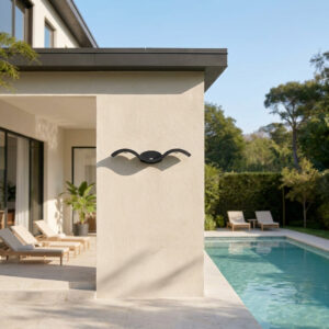 Alternative view of LED Außenwandleuchte Wellenförmig Modern Schwarz Bidirektionale Beleuchtung Warmweiß IP65 für Fassade Terrasse und Garten