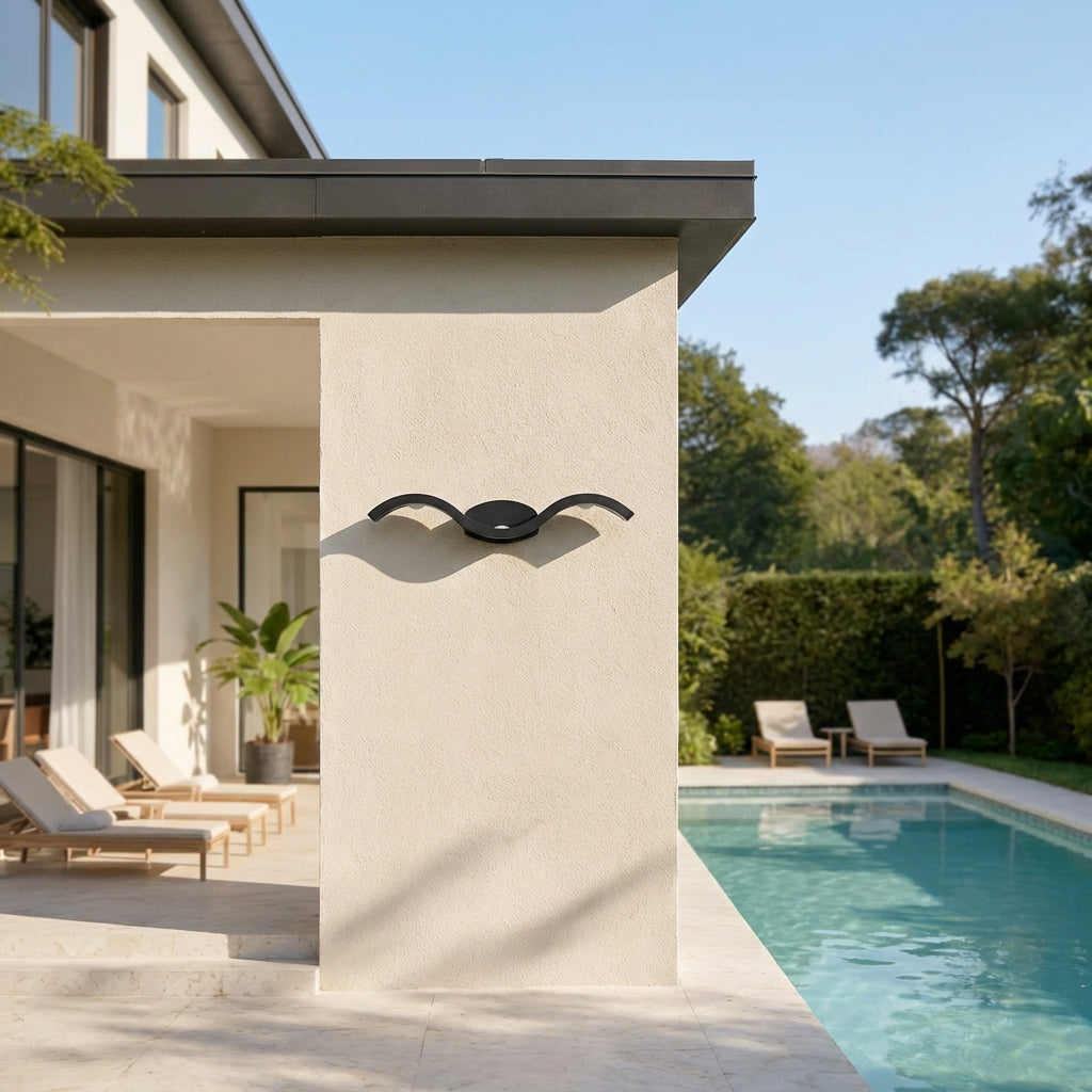 LED Außenwandleuchte Wellenförmig Modern Schwarz Bidirektionale Beleuchtung Warmweiß IP65 für Fassade Terrasse und Garten - Image 2