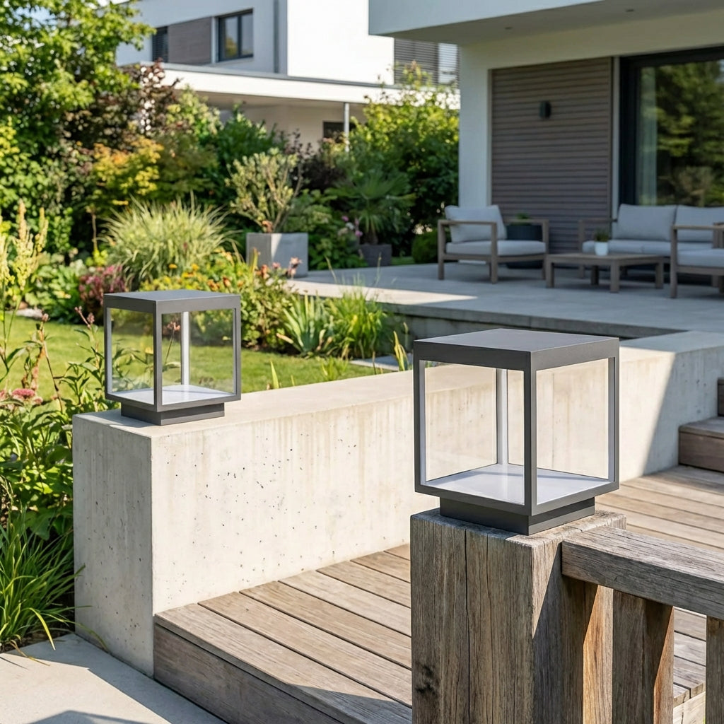 LED Betonsäulenleuchte Modern Edelstahl IP54 Warmweiß Offenes Rahmen Design für Gartenmauer Einfahrt und Terrasse - Image 2