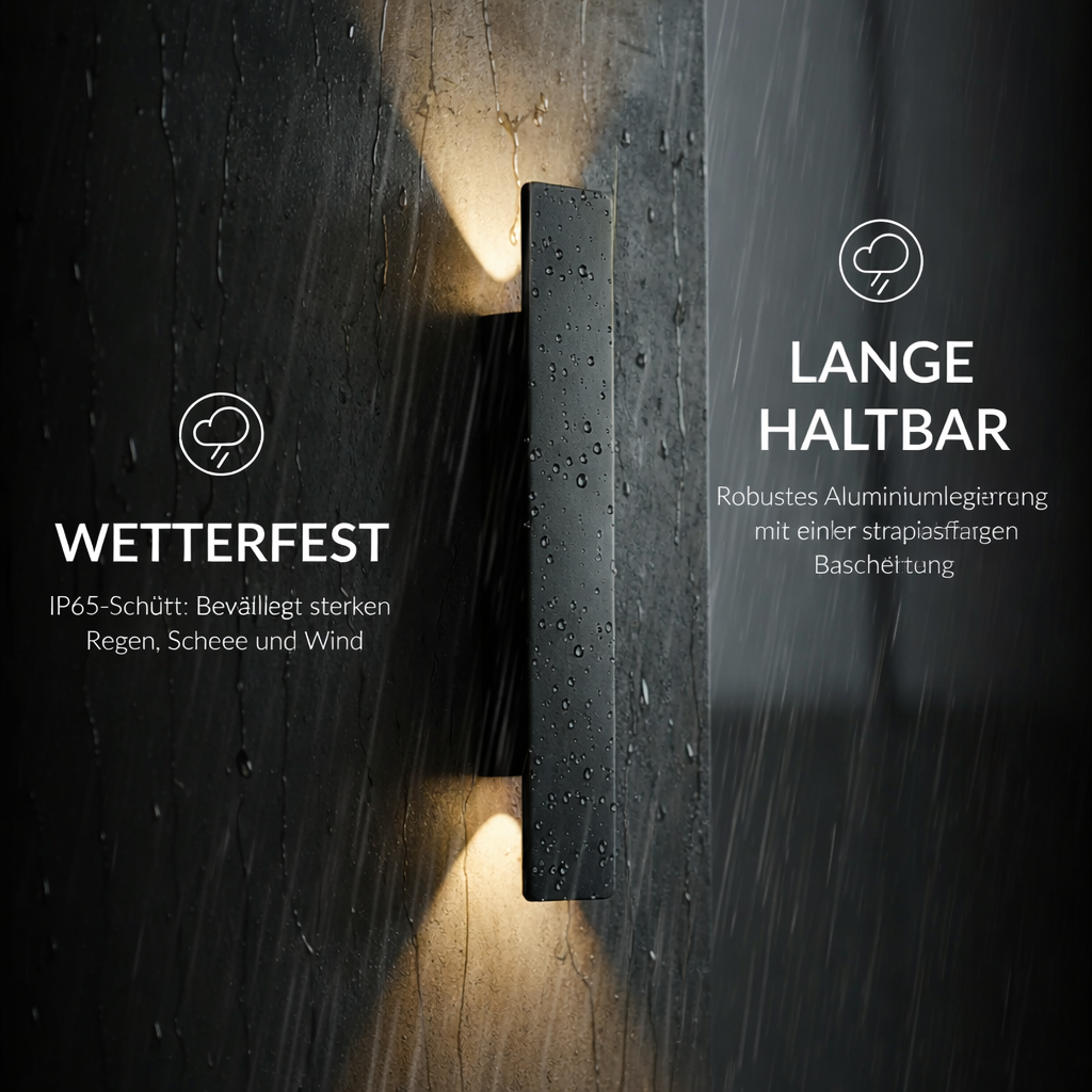 LED Wandleuchte Warmweiß Außen IP65 Up Down Licht aus Aluminium Modern für Fassade und Terrasse - Image 2