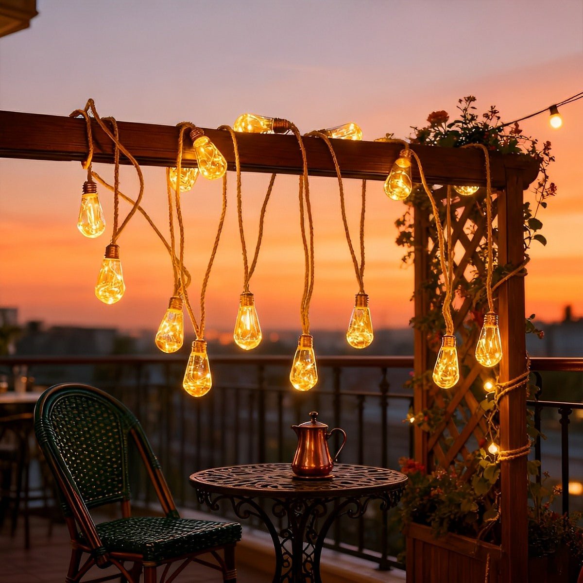 Solar Lichterkette Retro Filament LED IP65 Wasserdicht Warmweiß für Garten Balkon Terrasse und Party Deko - Image 2