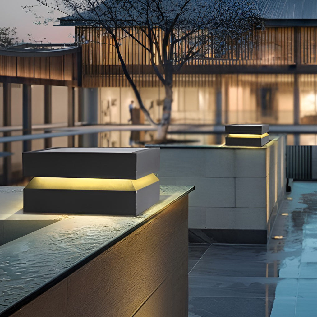 LED Säulenleuchte Außen Warmweiß IP65 aus Edelstahl Modern für Einfahrt und Garten Quadratisch - Image 5