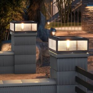 LED Säulenleuchte Außen Warmweiß IP65 aus Aluminium für Einfahrt und Garten Modern Quadratisch