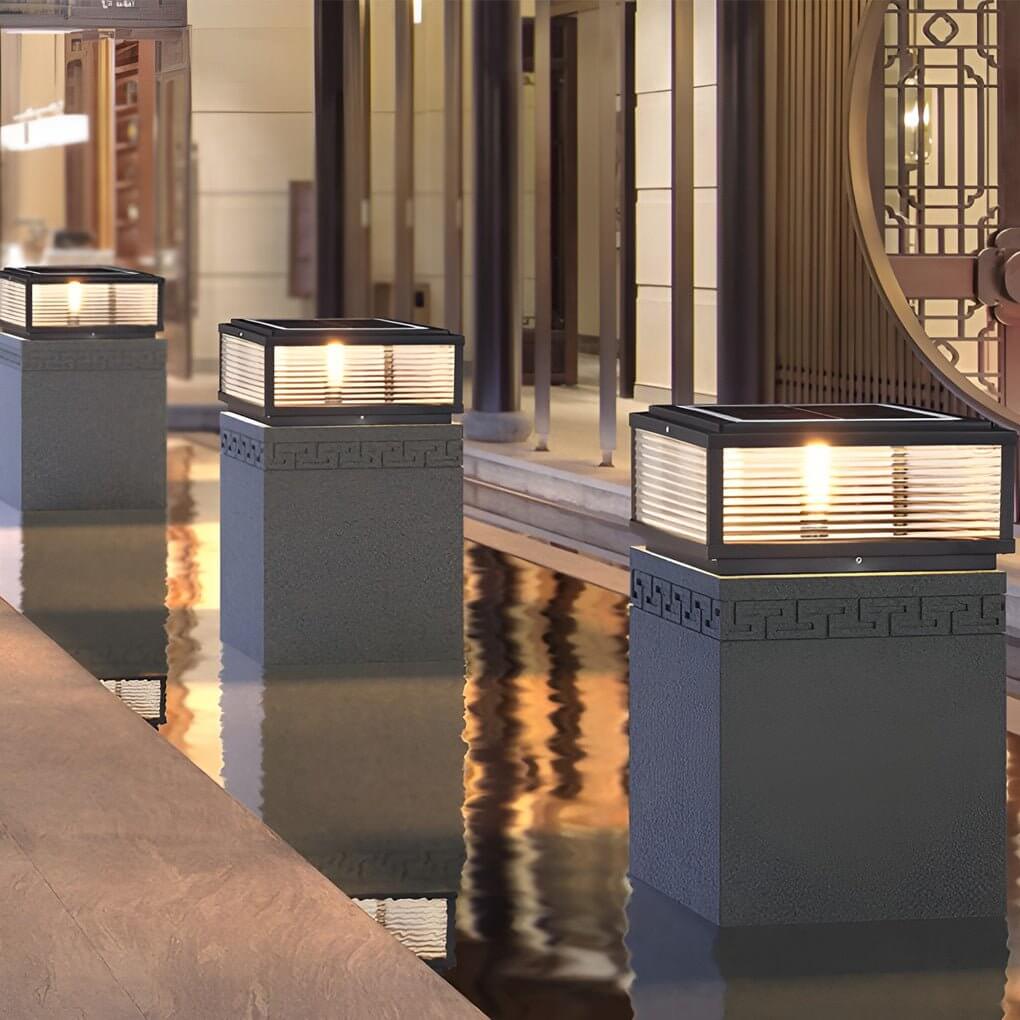 LED Säulenleuchte Außen Warmweiß IP65 aus Aluminium für Einfahrt und Garten Modern Quadratisch - Image 4