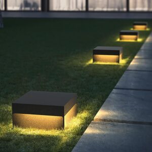 Moderne LED Säulenleuchte Quadratisch aus Edelstahlrahmen Warmweiß IP65 für Terrasse Garten und Einfahrt