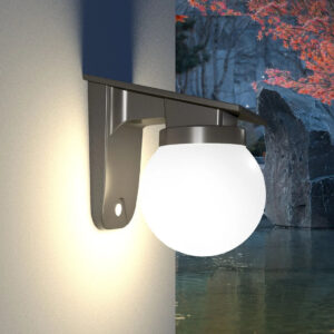 Solar Wandleuchte LED Warmweiß Außen IP65 Wasserdicht für Fassade und Eingangsbereich Modern Schwarz