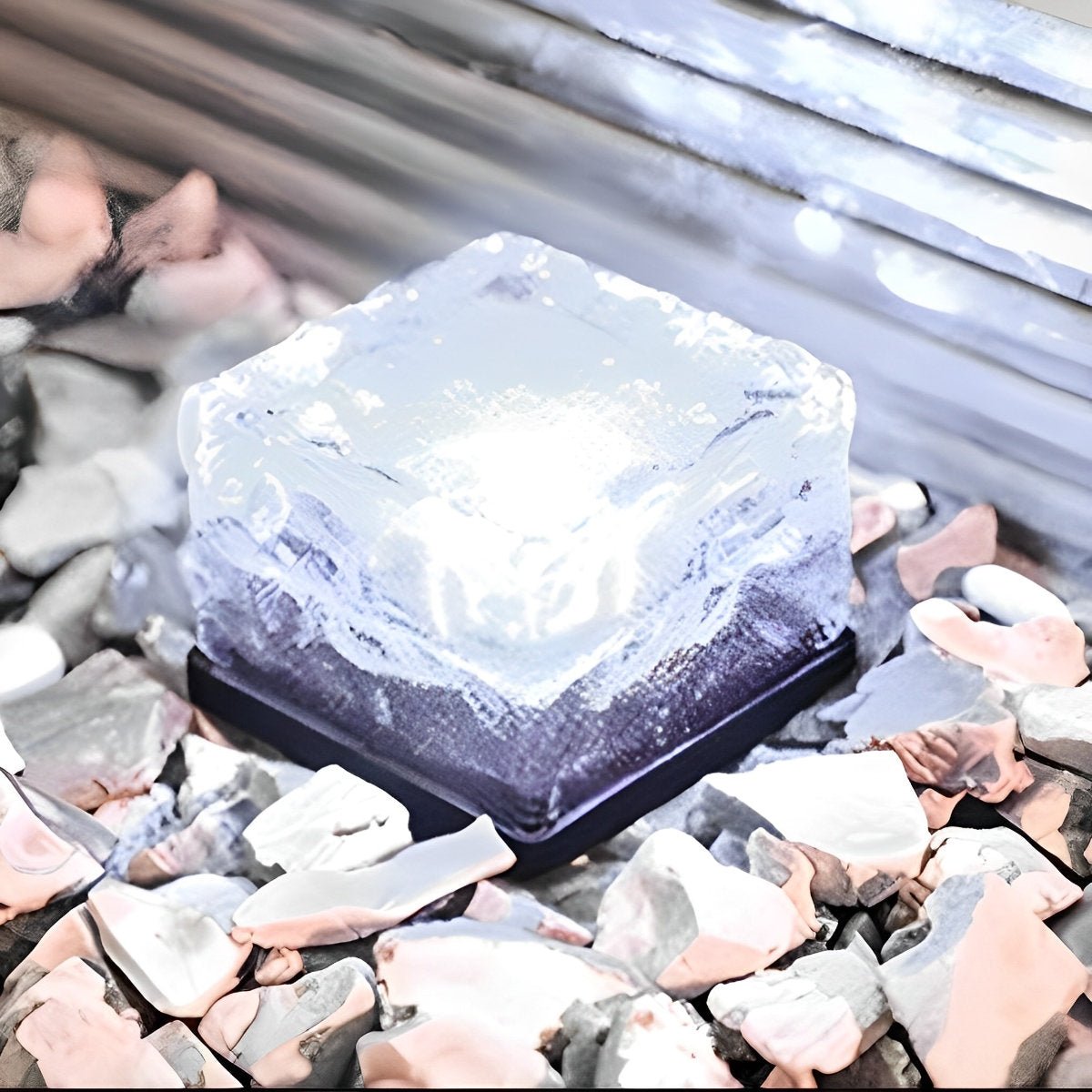 Solar LED Außenleuchte Eisziegel Quadratisch IP65 Wasserdicht Warmweiß Modern Retro für Garten Treppe und Terrasse - Image 9