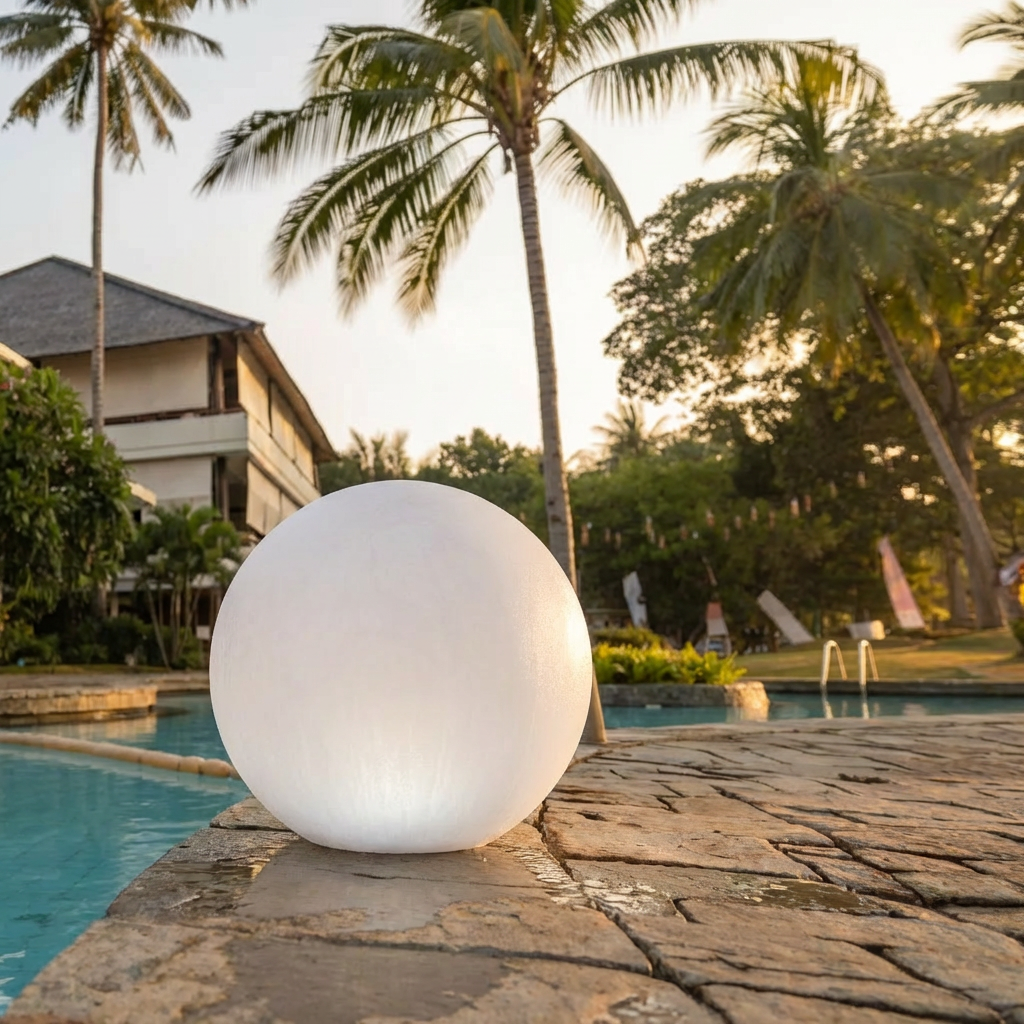 Solar Gartenleuchte LED 40 cm Warmweiß Außen IP65 mit Fernbedienung Kugel Modern für Terrasse und Pool - Image 3