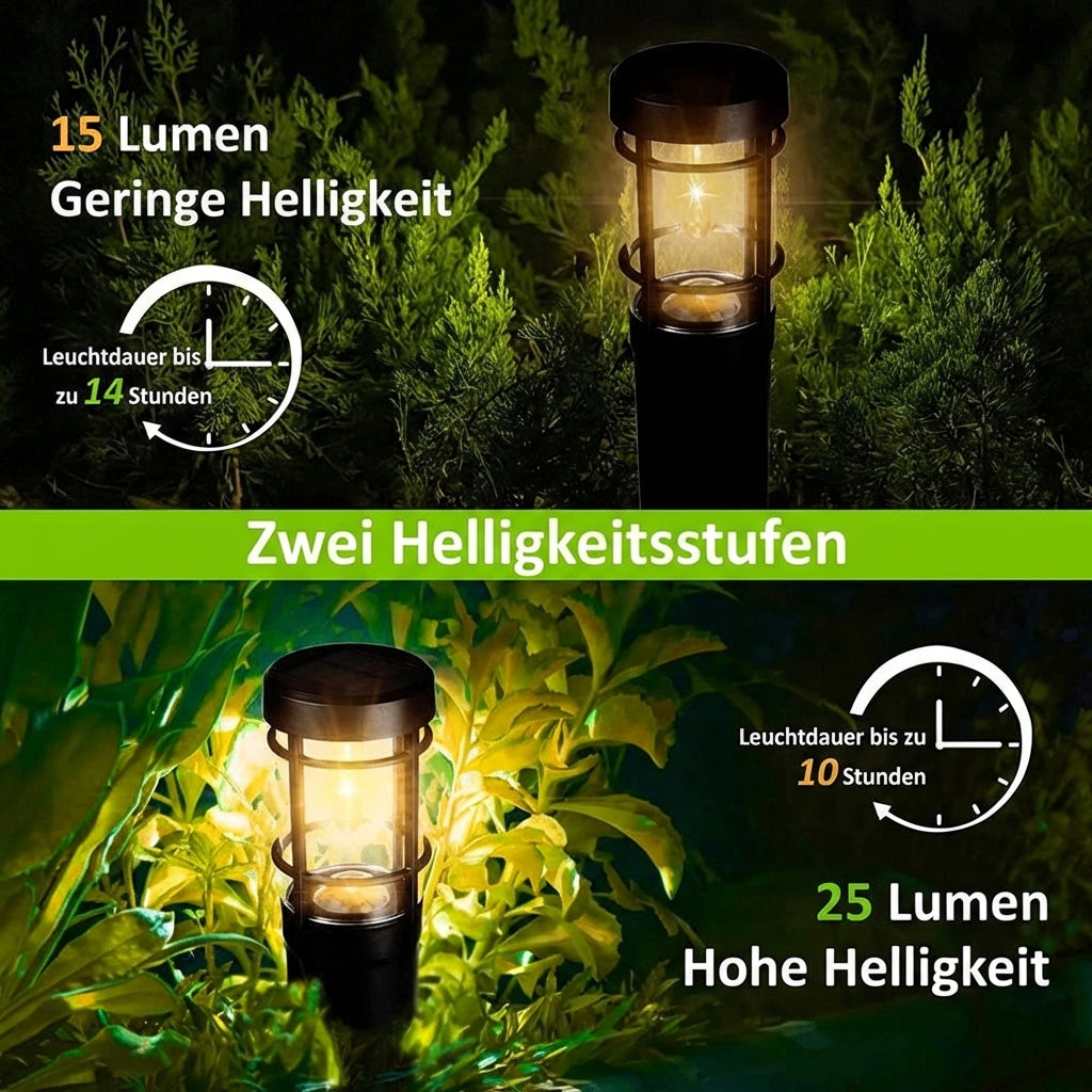 Solar Gartenleuchte LED Warmweiß Außen IP65 mit Dämmerungssensor Modern Schwarz für Wege und Rasen - Image 4