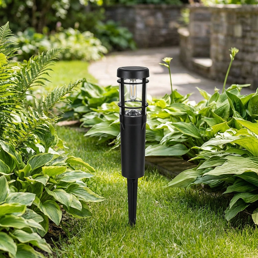 Solar Gartenleuchte LED Warmweiß Außen IP65 mit Dämmerungssensor Modern Schwarz für Wege und Rasen - Image 2