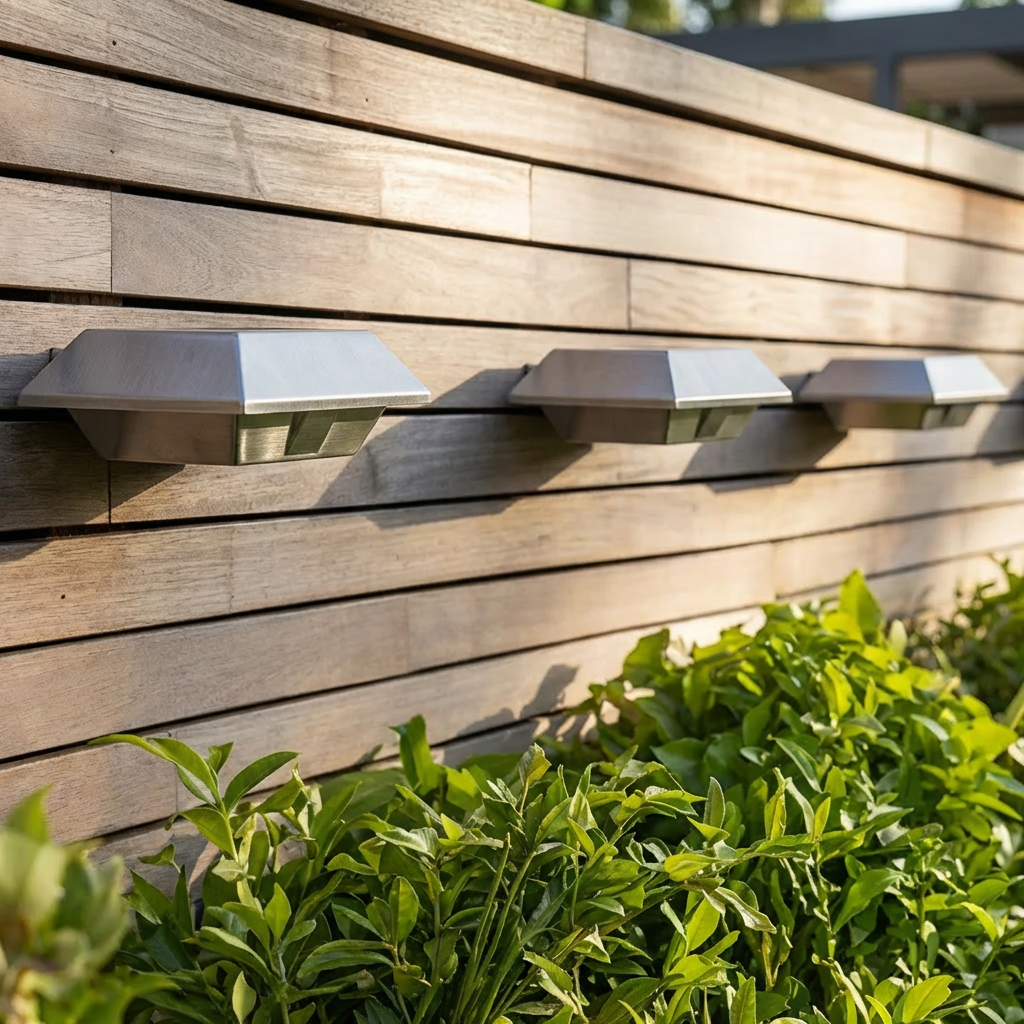 Solar Wandleuchte LED Warmweiß Außen IP65 aus Edelstahl Quadratisch Modern für Garten und Terrasse - Image 3