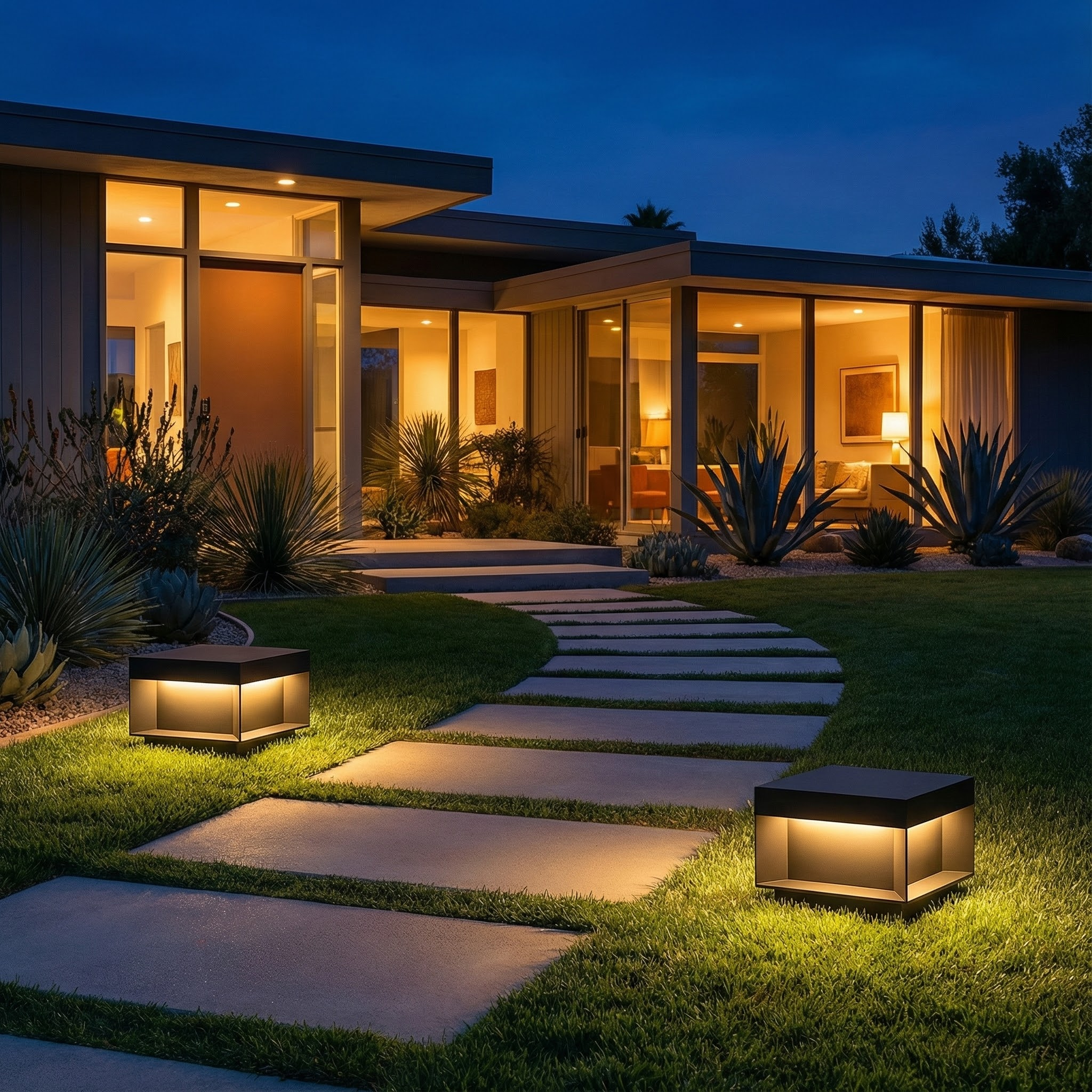 Solar Gartenleuchte LED Außen IP65 Modernes Würfeldesign für Gartenweg und Terrasse mit Edelstahlgehäuse - Image 3