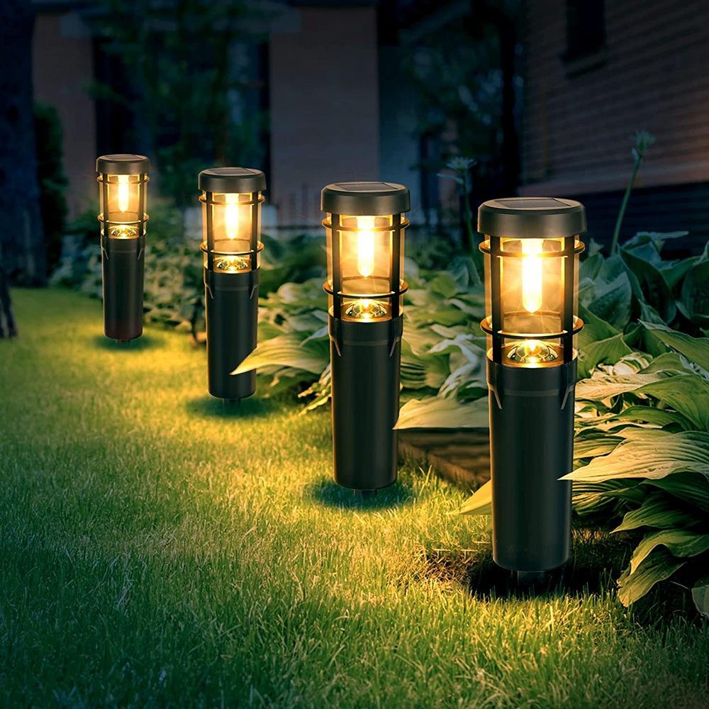 Solar Gartenleuchte LED Warmweiß Außen IP65 mit Dämmerungssensor Modern Schwarz für Wege und Rasen - Image 3