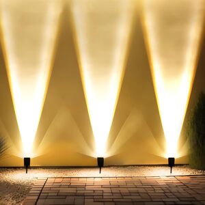 LED Solarstrahler Garten Verstellbares Zoomobjektiv Wetterfest IP65 Warmweiß Energieeffiziente LED-Technologie für Rasen Beete und Fassade