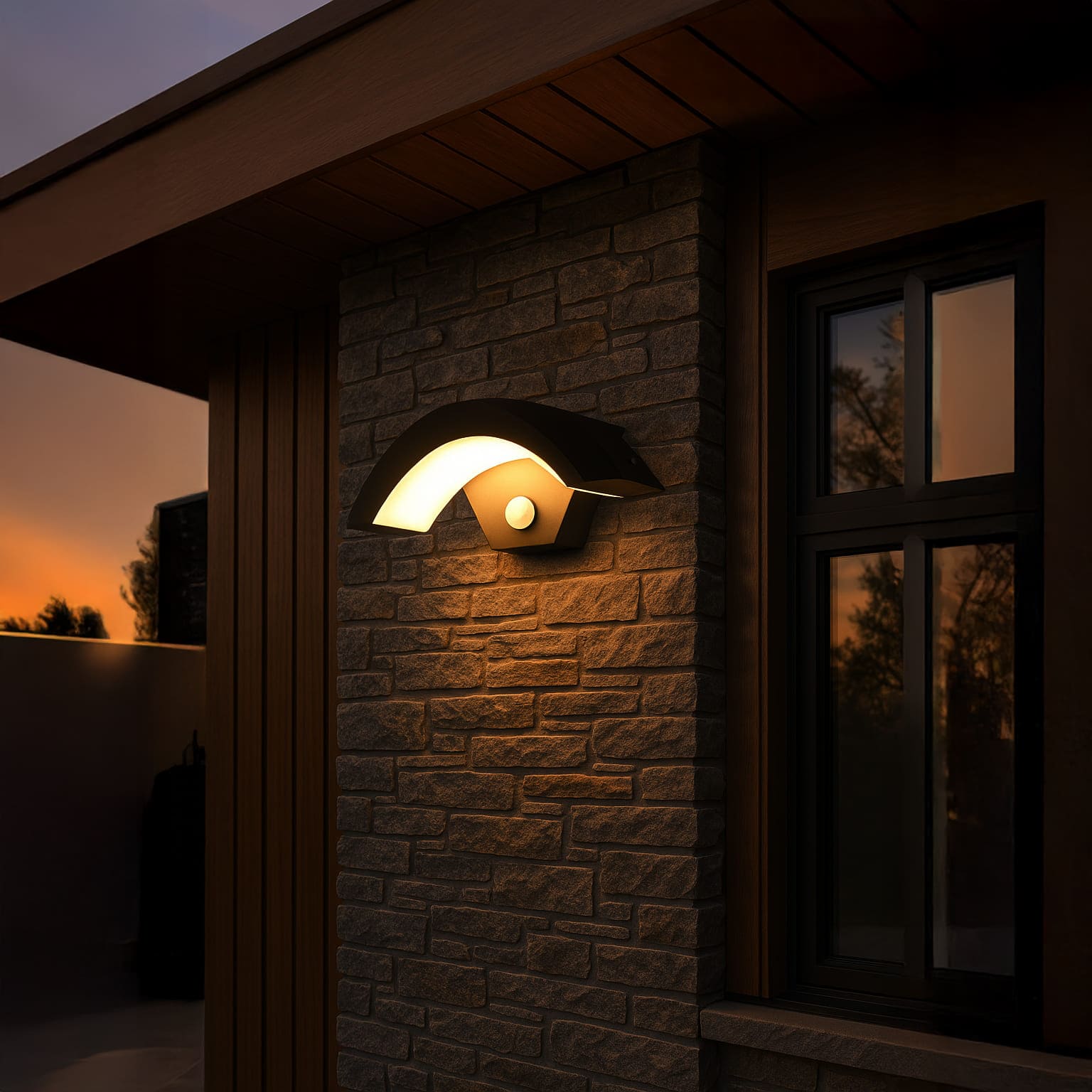 LED Außenwandleuchte mit Bewegungsmelder IP65 Modern für Hauseingang und Fassade mit gebogenem Lichtdesign - Image 6