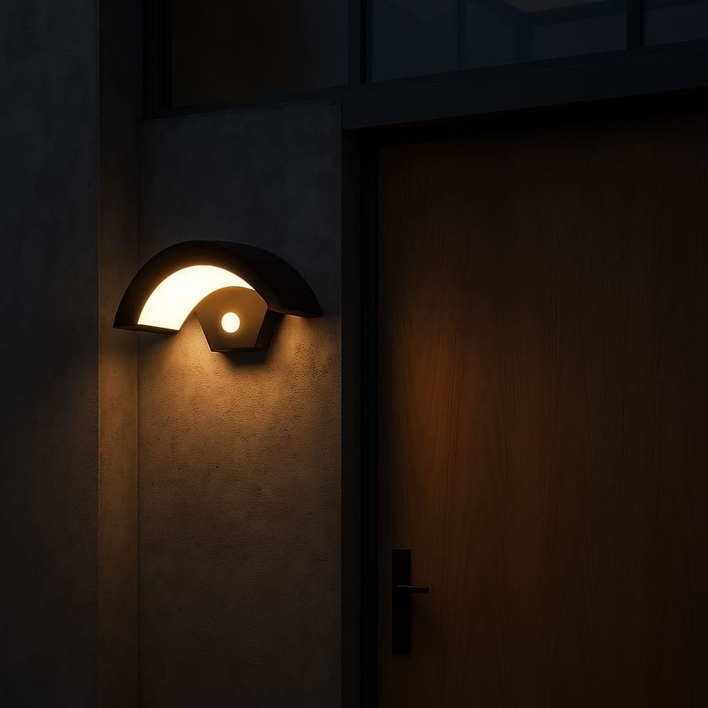 LED Außenwandleuchte mit Bewegungsmelder IP65 Modern für Hauseingang und Fassade mit gebogenem Lichtdesign - Image 7