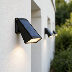 Solar Wandleuchte LED Warmweiß Außen IP65 mit Solarpanel für Fassade und Garten Modern Schwarz