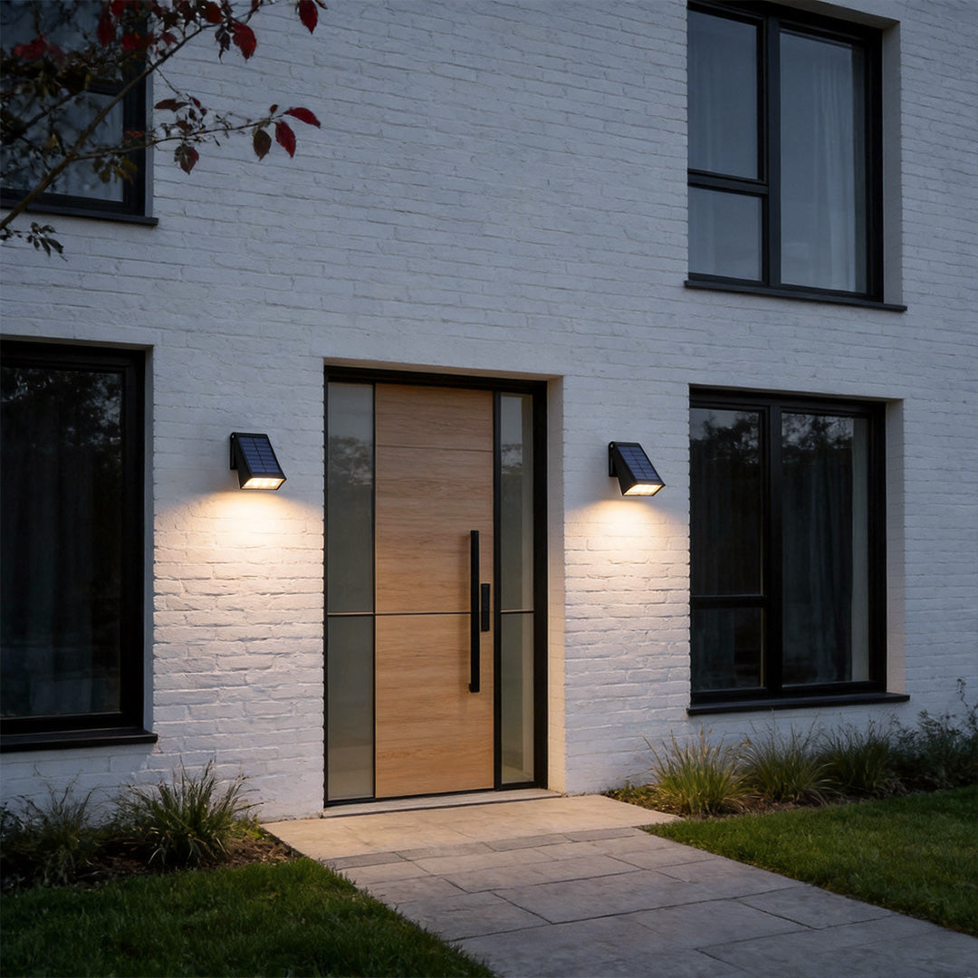 Solar Wandleuchte LED Warmweiß Außen IP65 mit Solarpanel für Fassade und Garten Modern Schwarz - Image 3